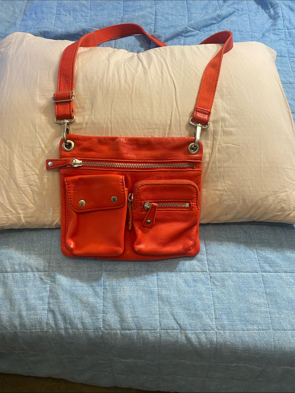 Rich Salmon Coloured Fossil Crossbody Bag